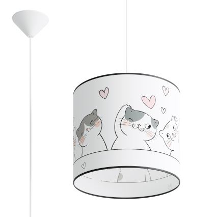 Gyerek csillár zsinóron CAT 1xE27/15W/230V átm. 30 cm macska