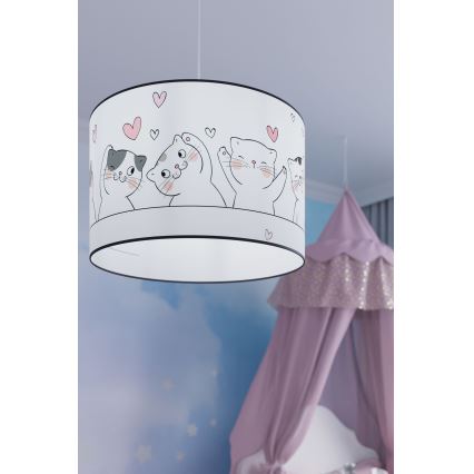 Gyerek csillár zsinóron CAT 1xE27/15W/230V átm. 40 cm macska