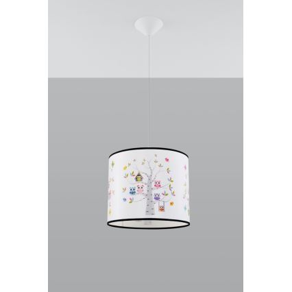 Gyerek csillár zsinóron OWLS 1xE27/15W/230V átm. 30 cm baglyos