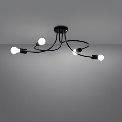 Csillár rúdon LEVAR 4xE27/15W/230V fekete