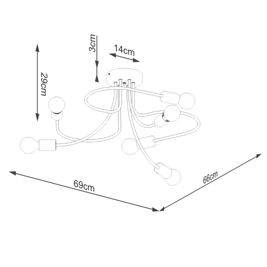 Csillár rúdon LEVAR 6xE27/15W/230V fekete