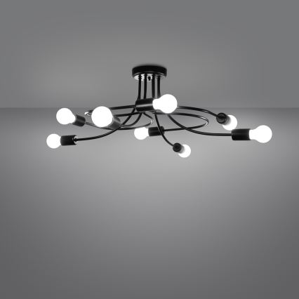 Csillár rúdon LEVAR 8xE27/15W/230V fekete