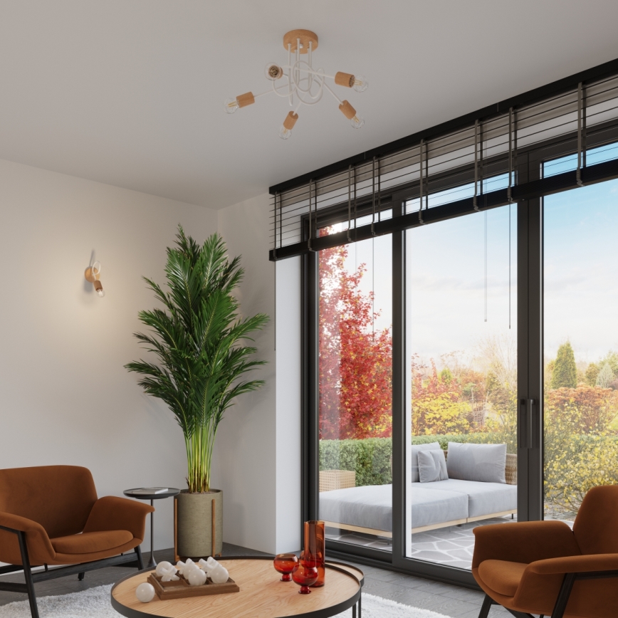 Fali lámpa EMBER 1xE27/15W/230V fehér/bézs/bükkfa