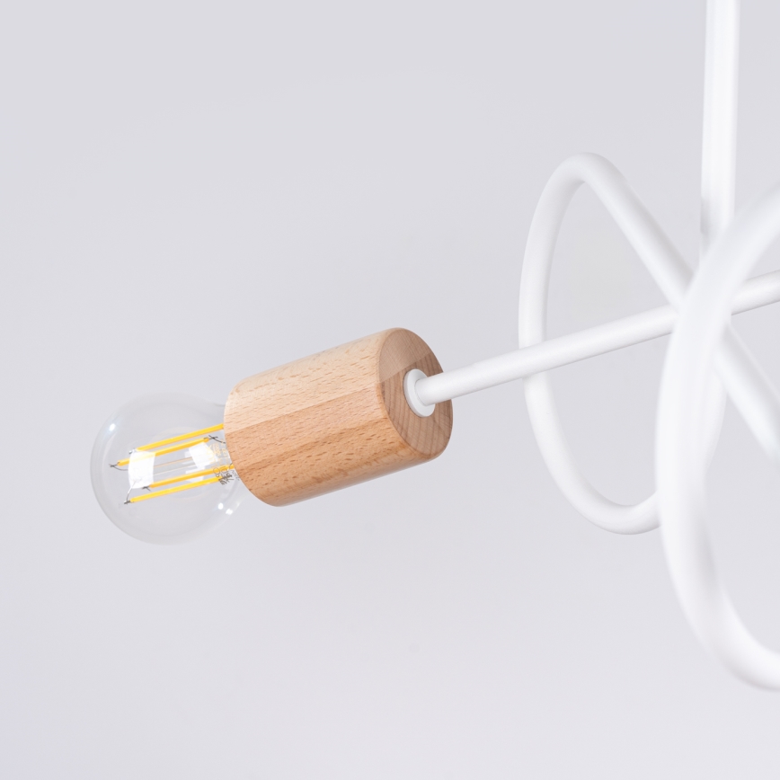 Felületre szerelhető csillár EMBER 3xE27/15W/230V fehér/bézs/bükkfa