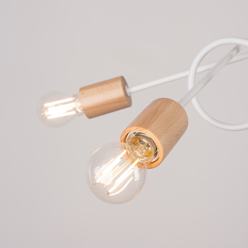 Felületre szerelhető csillár EMBER 5xE27/15W/230V fehér/bézs/bükkfa