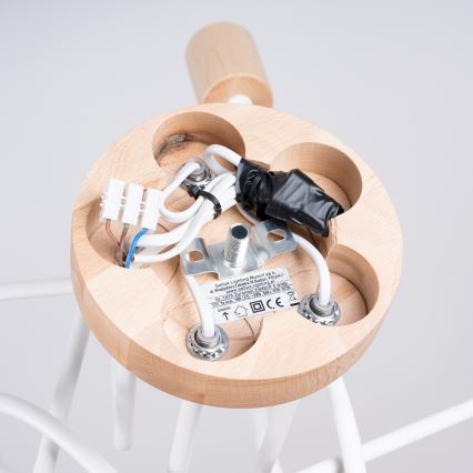 Felületre szerelhető csillár EMBER 5xE27/15W/230V fehér/bézs/bükkfa