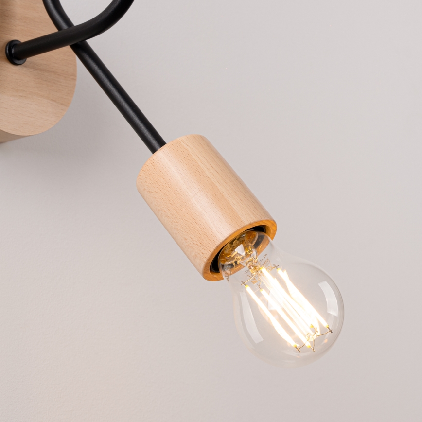Fali lámpa EMBER 1xE27/15W/230V fekete/bézs/bükkfa