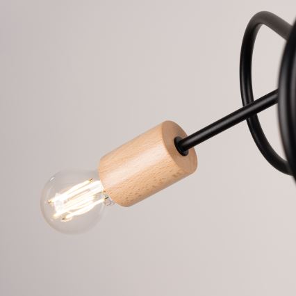 Felületre szerelhető csillár EMBER 3xE27/15W/230V fekete/bézs/bükkfa