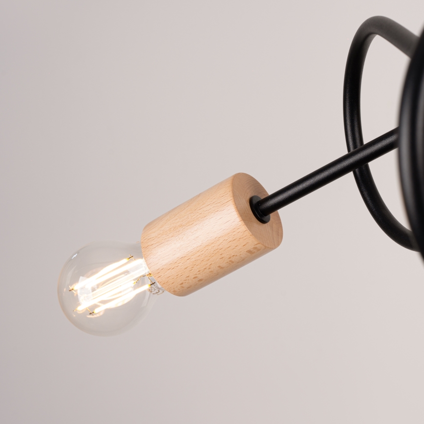 Felületre szerelhető csillár EMBER 3xE27/15W/230V fekete/bézs/bükkfa
