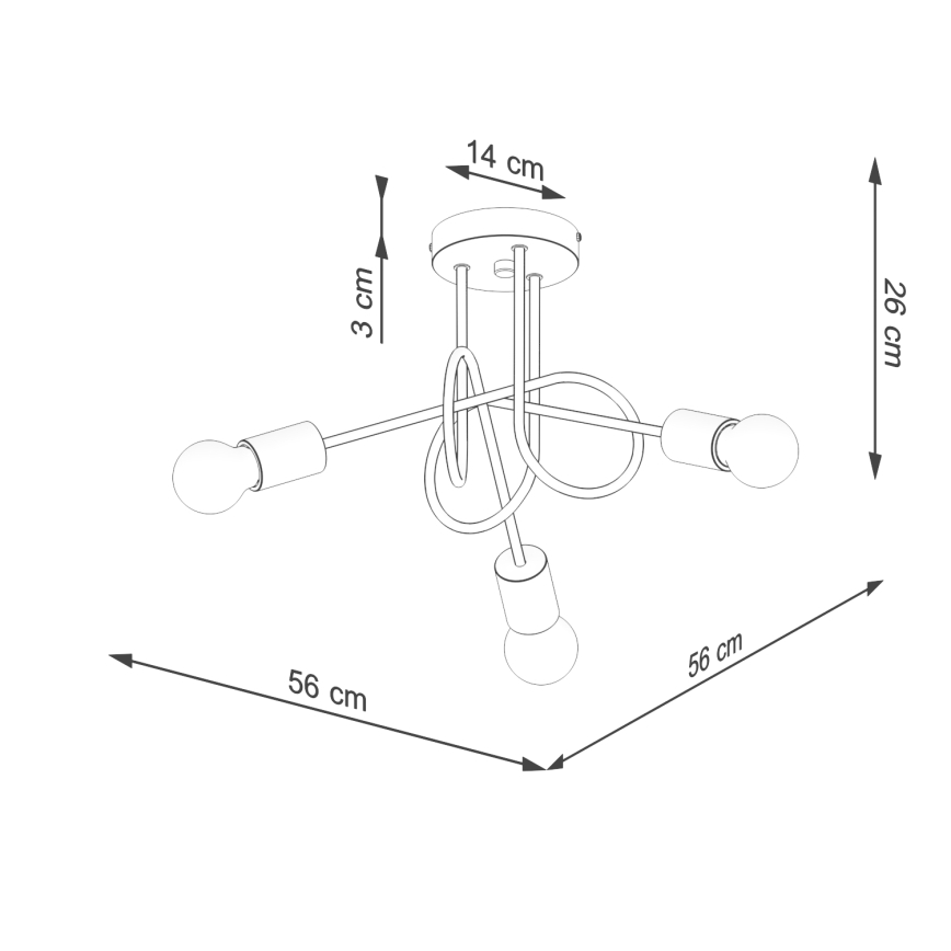 Felületre szerelhető csillár EMBER 3xE27/15W/230V fekete/bézs/bükkfa