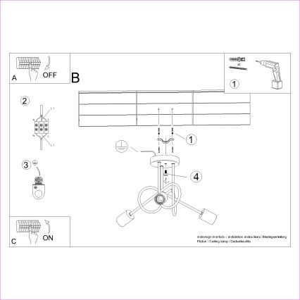 Felületre szerelhető csillár EMBER 3xE27/15W/230V fekete/bézs/bükkfa