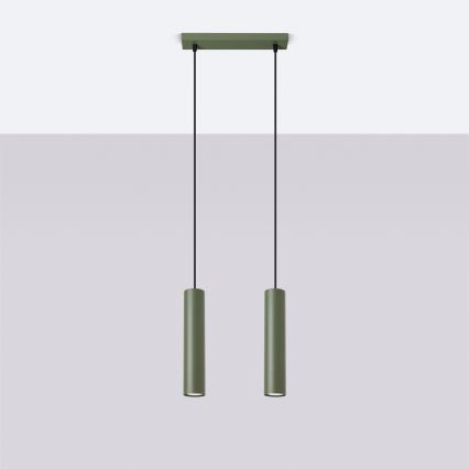 Csillár zsinóron LAGOS 2xGU10/10W/230V zöld