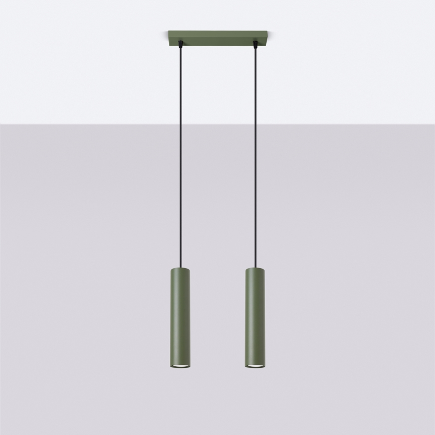 Csillár zsinóron LAGOS 2xGU10/10W/230V zöld