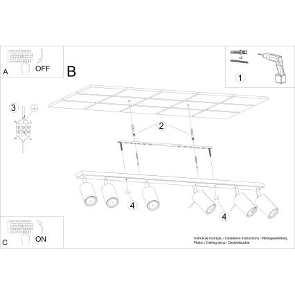 Spotlámpa RING 6xGU10/10W/230V krémes