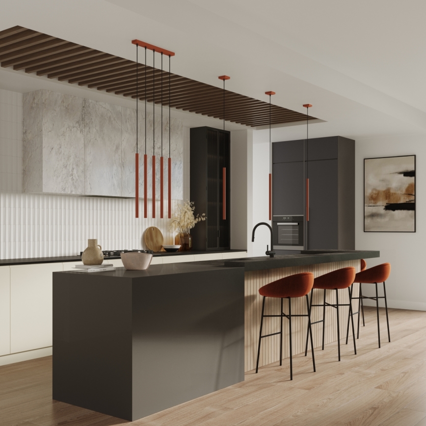 Csillár zsinóron PASTELO 1xG9/8W/230V piros