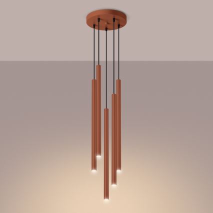 Csillár zsinóron PASTELO 5xG9/8W/230V piros