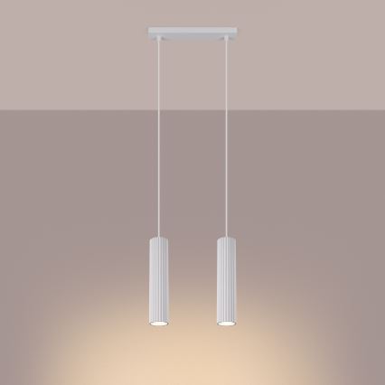 Csillár zsinóron KARBON 2xGU10/10W/230V fehér