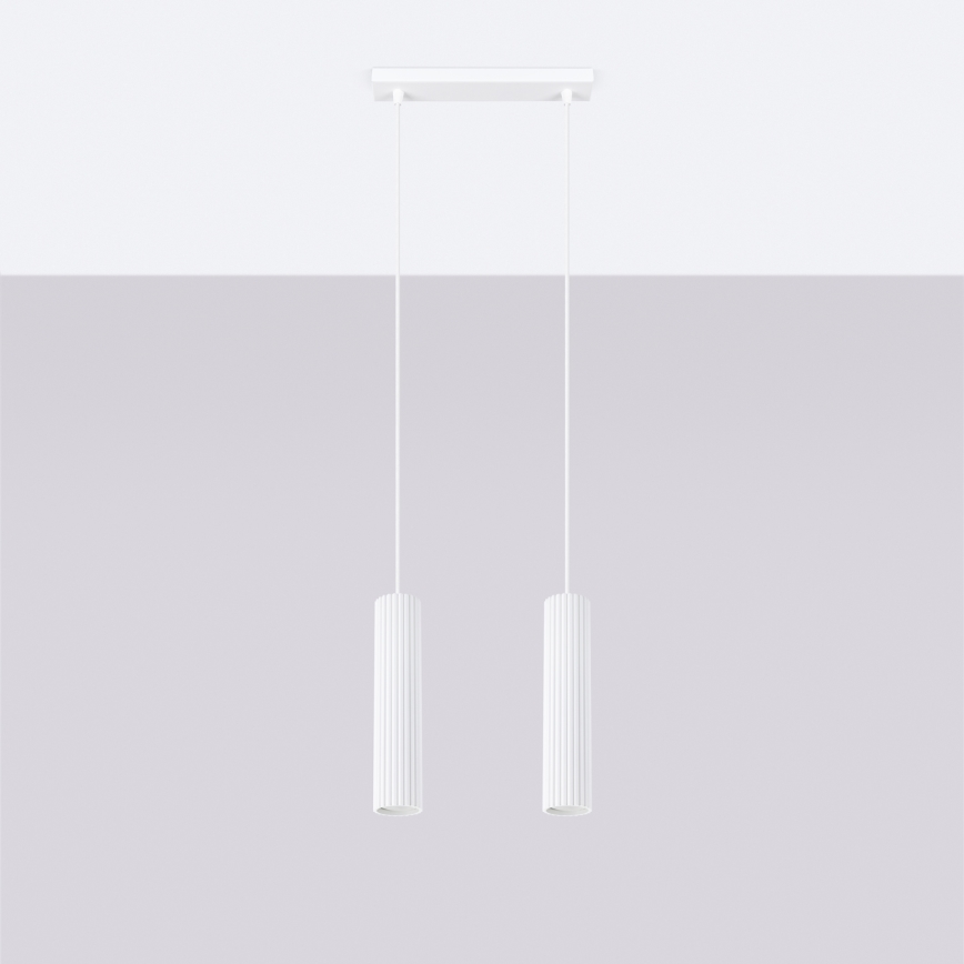 Csillár zsinóron KARBON 2xGU10/10W/230V fehér