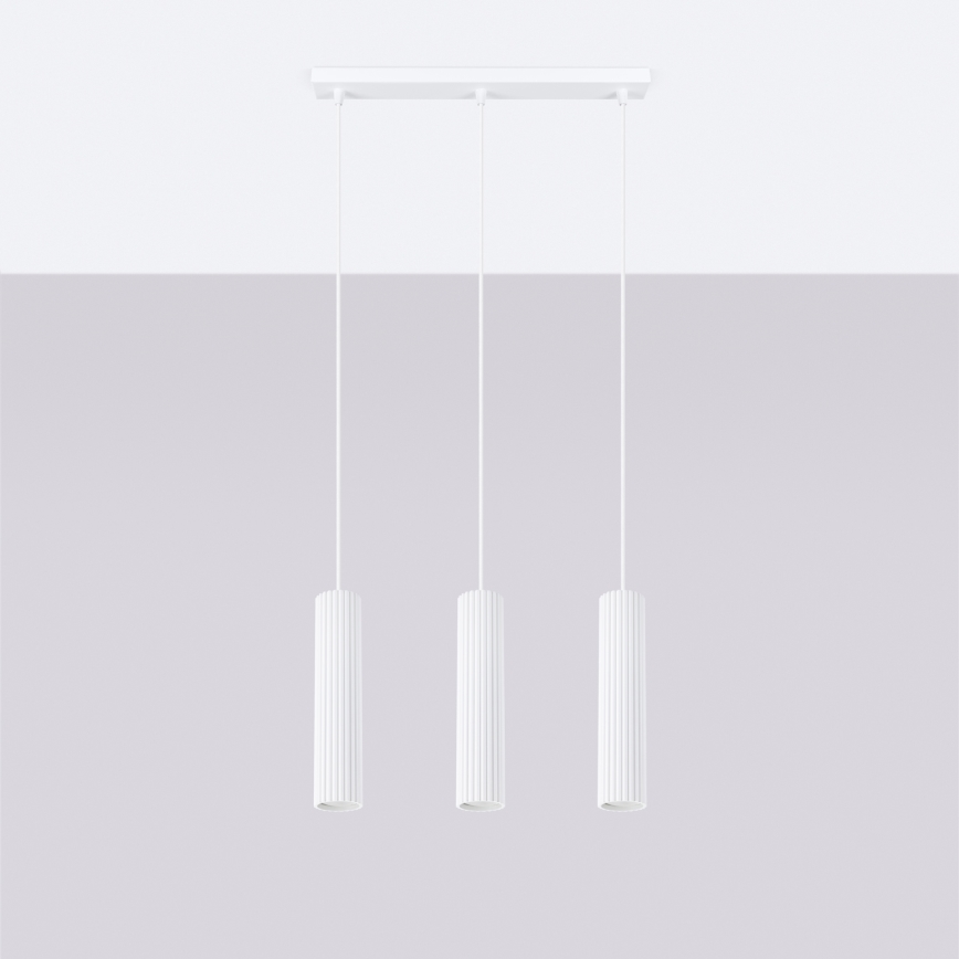 Csillár zsinóron KARBON 3xGU10/10W/230V fehér