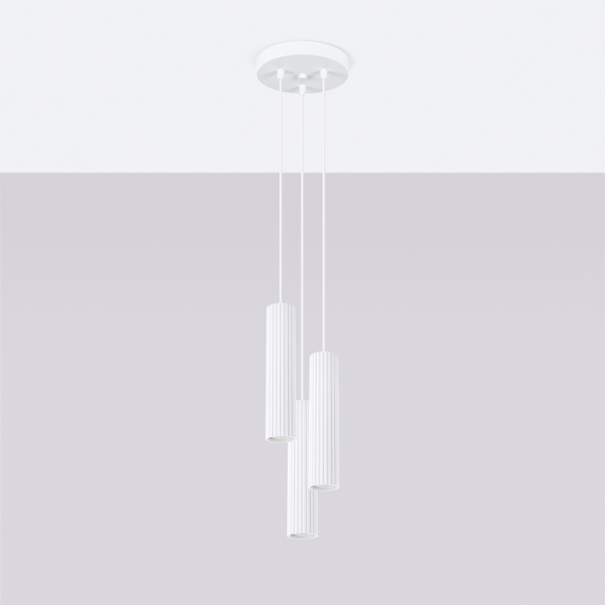 Csillár zsinóron KARBON 3xGU10/10W/230V fehér