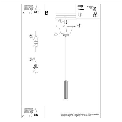 Csillár zsinóron KARBON 1xGU10/10W/230V arany