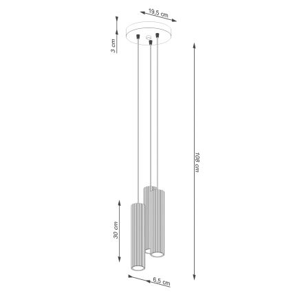 Csillár zsinóron KARBON 3xGU10/10W/230V arany