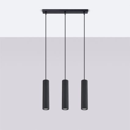 Csillár zsinóron KARBON 3xGU10/10W/230V fekete