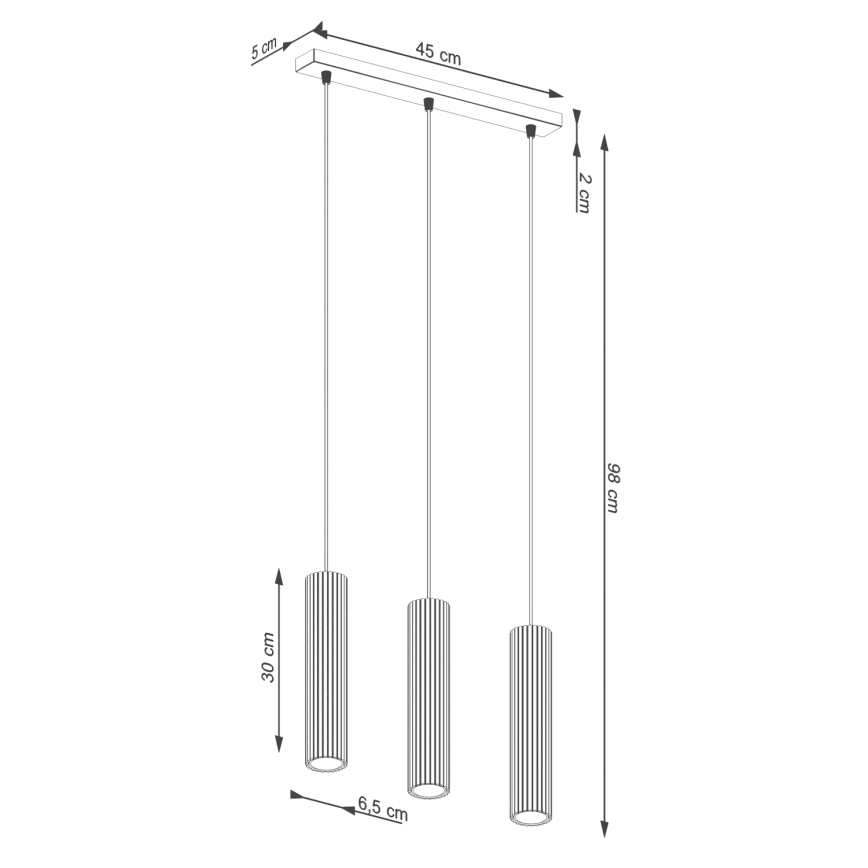 Csillár zsinóron KARBON 3xGU10/10W/230V fekete