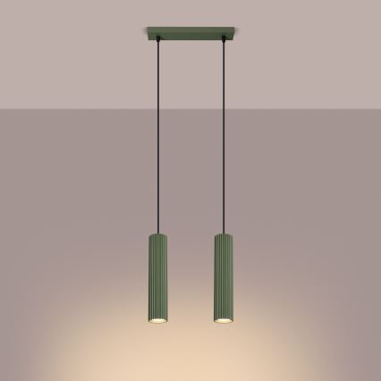 Csillár zsinóron KARBON 2xGU10/10W/230V zöld