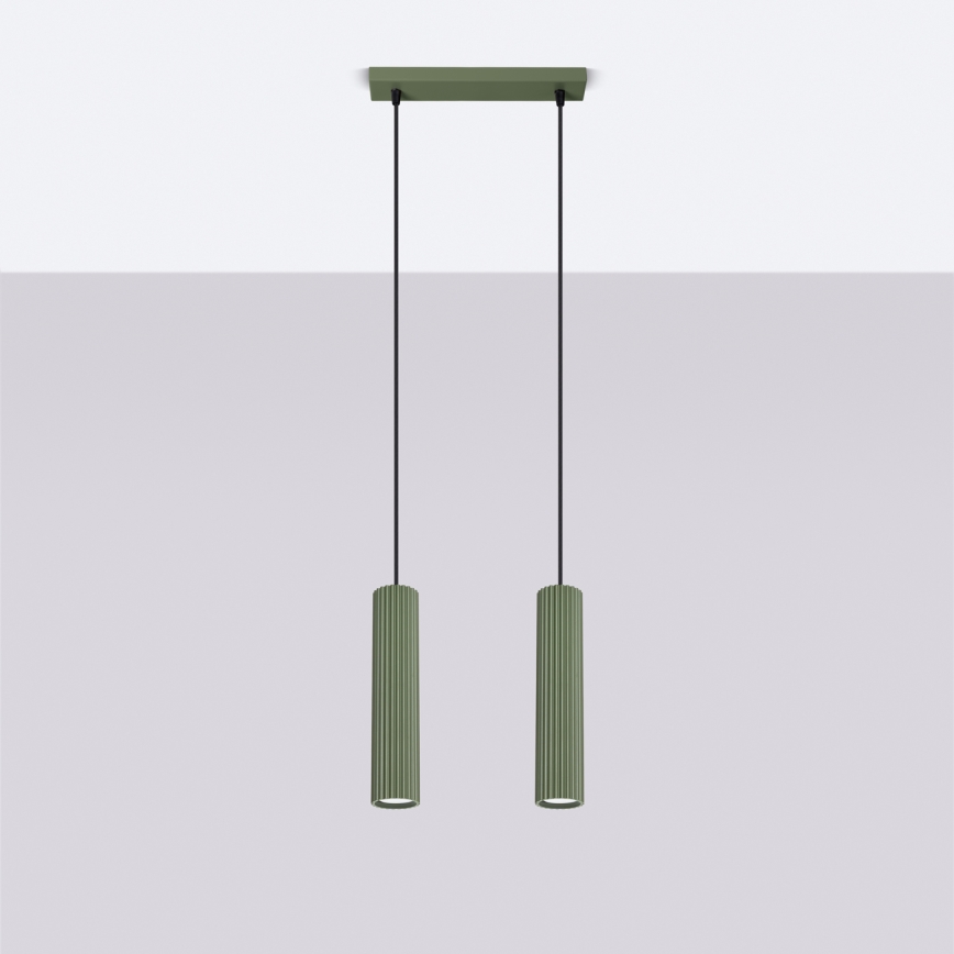 Csillár zsinóron KARBON 2xGU10/10W/230V zöld