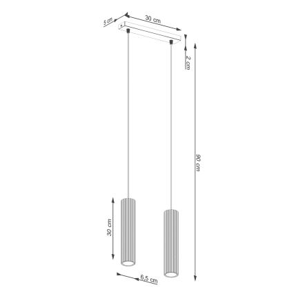 Csillár zsinóron KARBON 2xGU10/10W/230V zöld