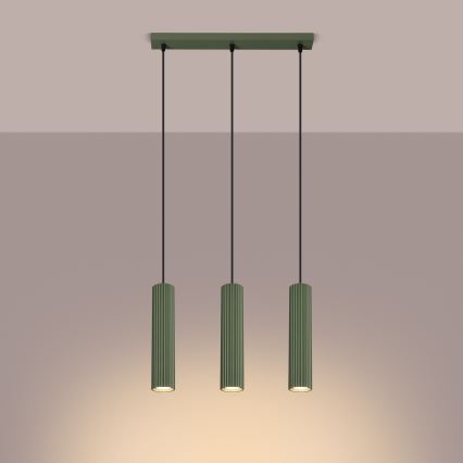 Csillár zsinóron KARBON 3xGU10/10W/230V zöld