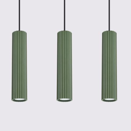 Csillár zsinóron KARBON 3xGU10/10W/230V zöld