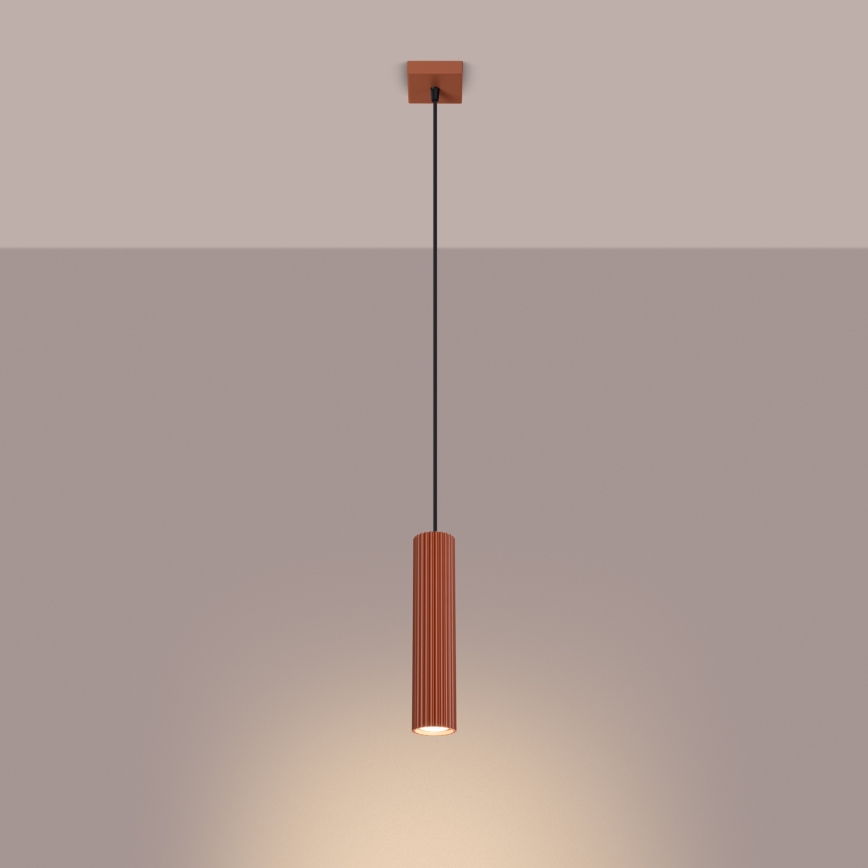 Csillár zsinóron KARBON 1xGU10/10W/230V piros