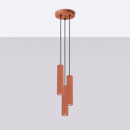 Csillár zsinóron KARBON 3xGU10/10W/230V piros