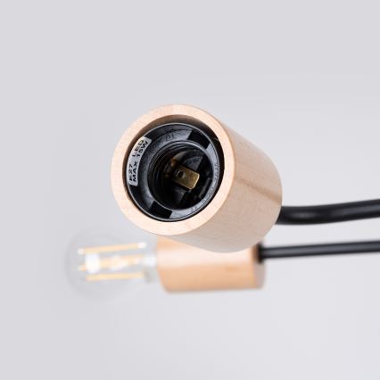 Felületre szerelhető csillár TIMBO 8xE27/15W/230V fekete/bézs/bükkfa