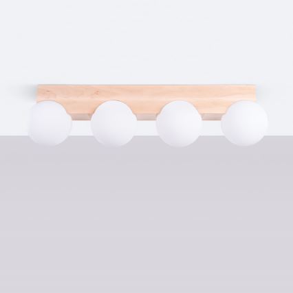 Mennyezeti lámpa BULBO 4xG9/8W/230V bükkfa/fehér