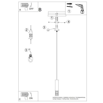 Csillár zsinóron LAMI 1xGU10/10W/230V fehér
