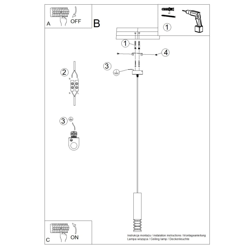 Csillár zsinóron LAMI 1xGU10/10W/230V fehér