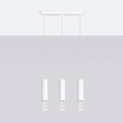Csillár zsinóron LAMI 3xGU10/10W/230V fehér