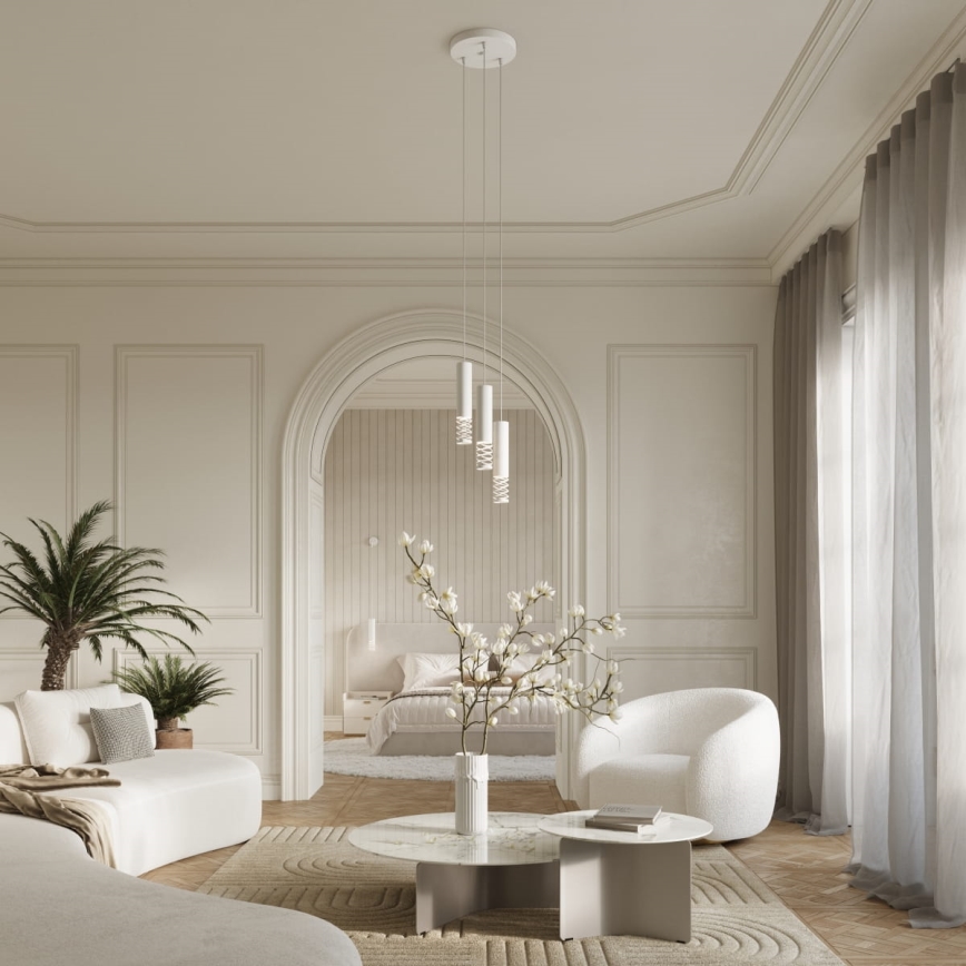 Csillár zsinóron LAMI 3xGU10/10W/230V fehér