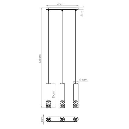 Csillár zsinóron LIRO 3xGU10/10W/230V fehér
