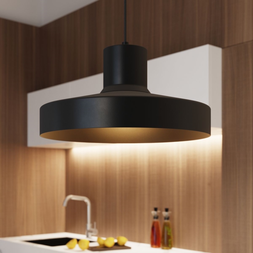 Csillár zsinóron BILO 1xE27/15W/230V átm. 35 cm fekete