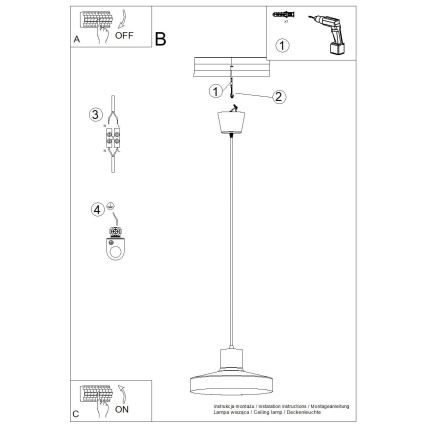 Csillár zsinóron BILO 1xE27/15W/230V átm. 35 cm narancs