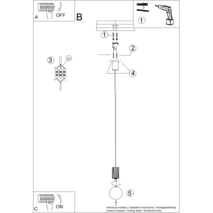 Csillár zsinóron HALO 1xG9/8W/230V átm. 12 cm fekete