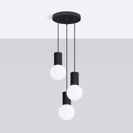 Csillár zsinóron HALO 3xG9/8W/230V átm. 25 cm fekete