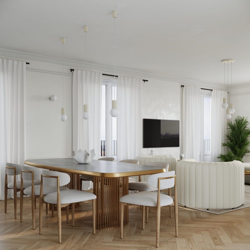 Csillár zsinóron HALO 1xG9/8W/230V átm. 12 cm krémes