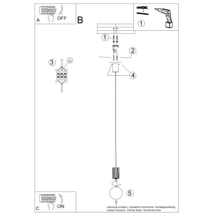 Csillár zsinóron HALO 1xG9/8W/230V átm. 12 cm zöld