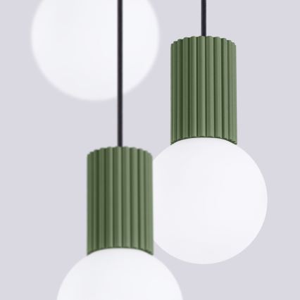 Csillár zsinóron HALO 3xG9/8W/230V átm. 25 cm zöld