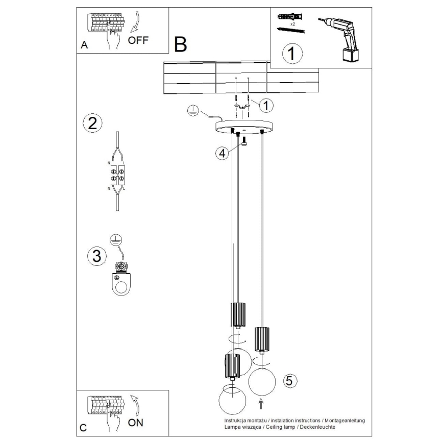 Csillár zsinóron HALO 3xG9/8W/230V átm. 25 cm narancs